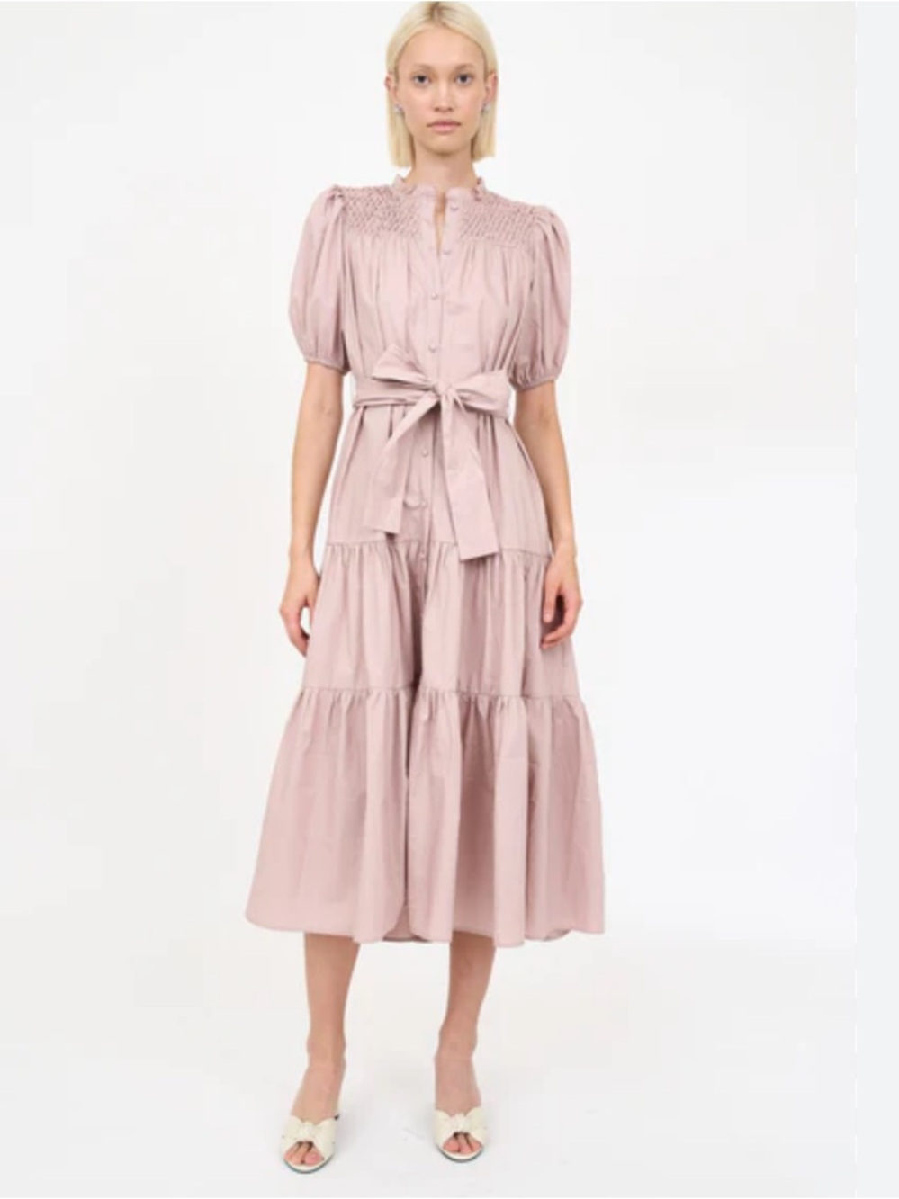 Christy Lynn Eleanor midi dress in blush pink small